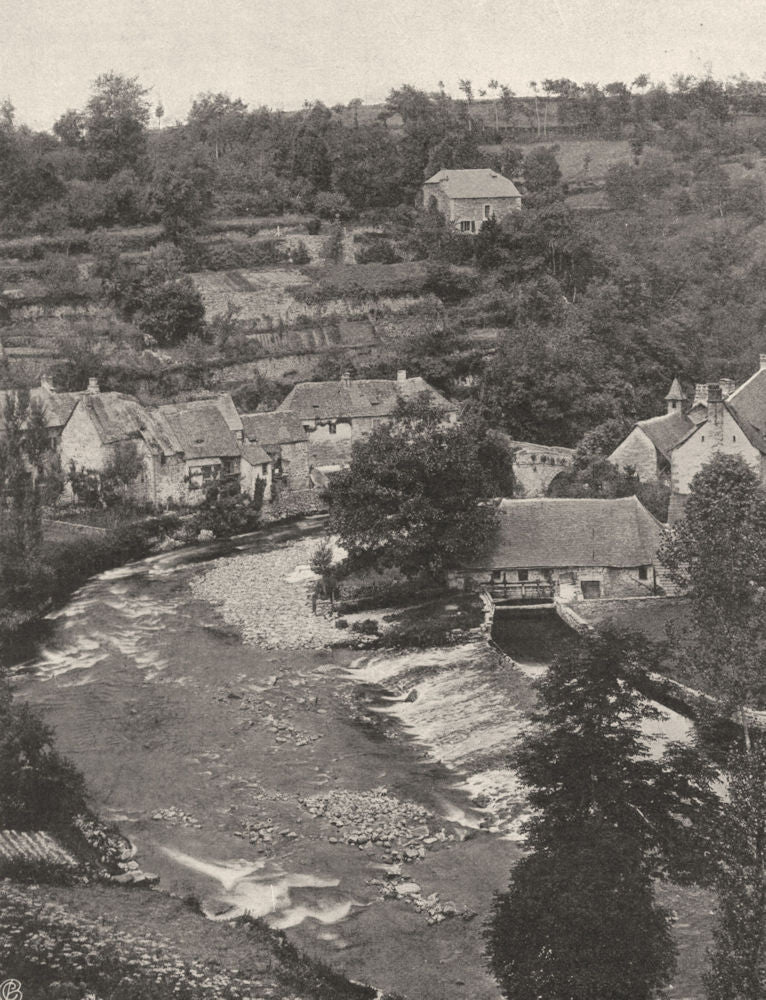 CORRÈZE. Treignac- Bords de la Vézère 1904 old antique vintage print picture